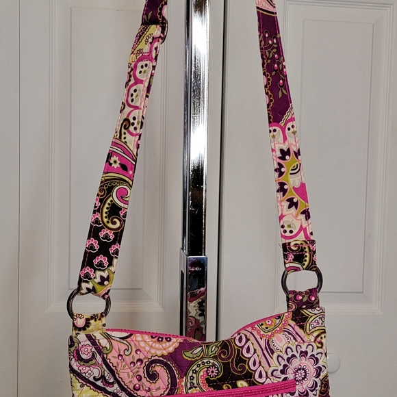Vera Bradley Pink and Green Paisley Crossbody Bag - Picture 6 of 11